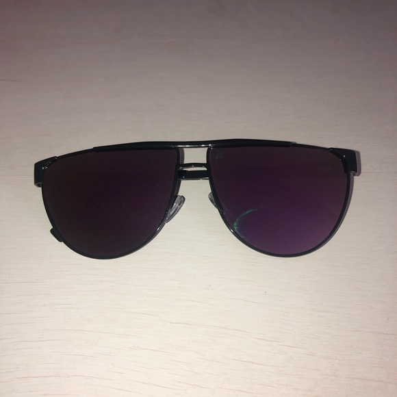 Classic Aviator Sunglasses Flat Top Mirrored Black - Picture 2 of 6